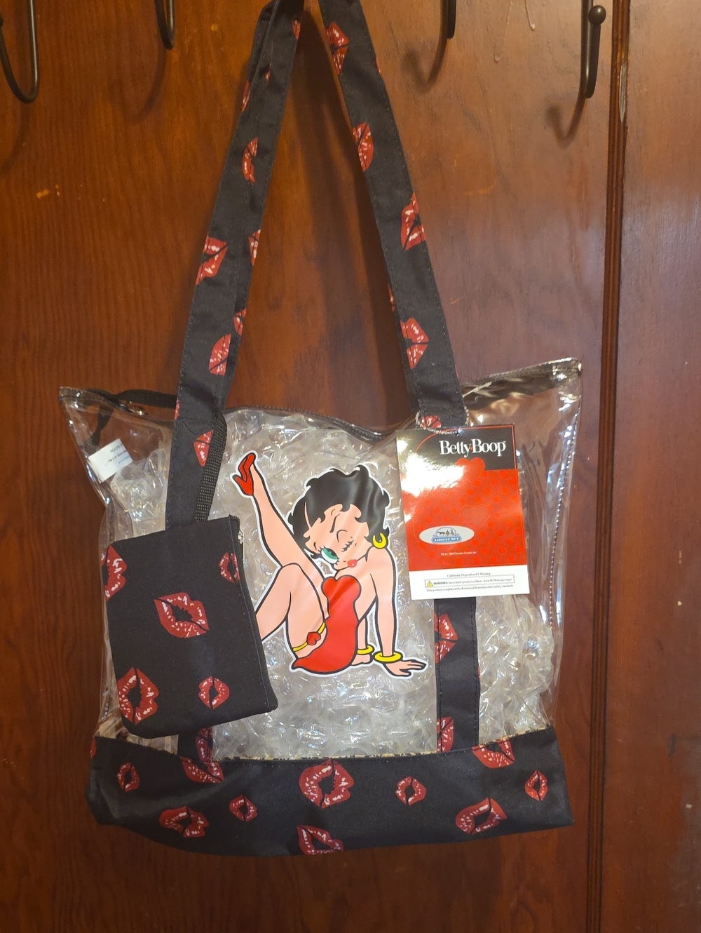 Betty Boop Clear Tote with Black Straps and Red Accents